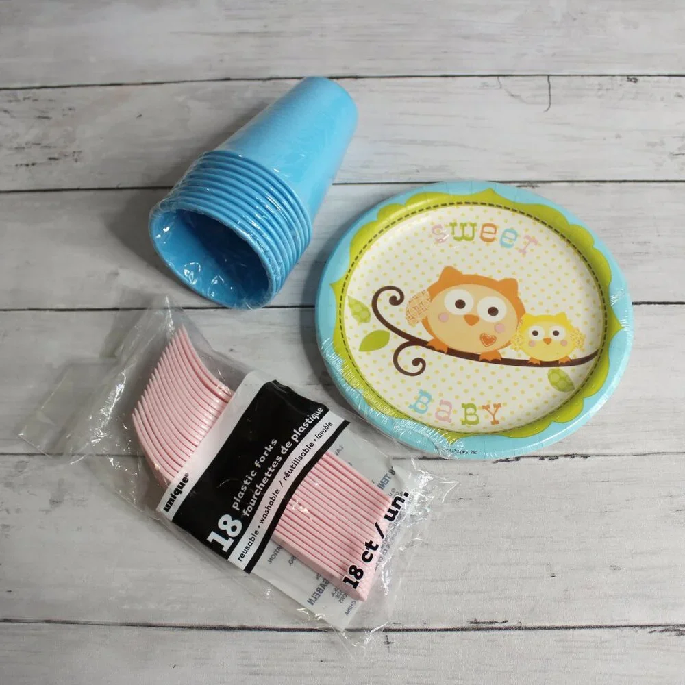 Party Paperware Lot Paper Plates Napkins Assorted Birthday Baby Mixed